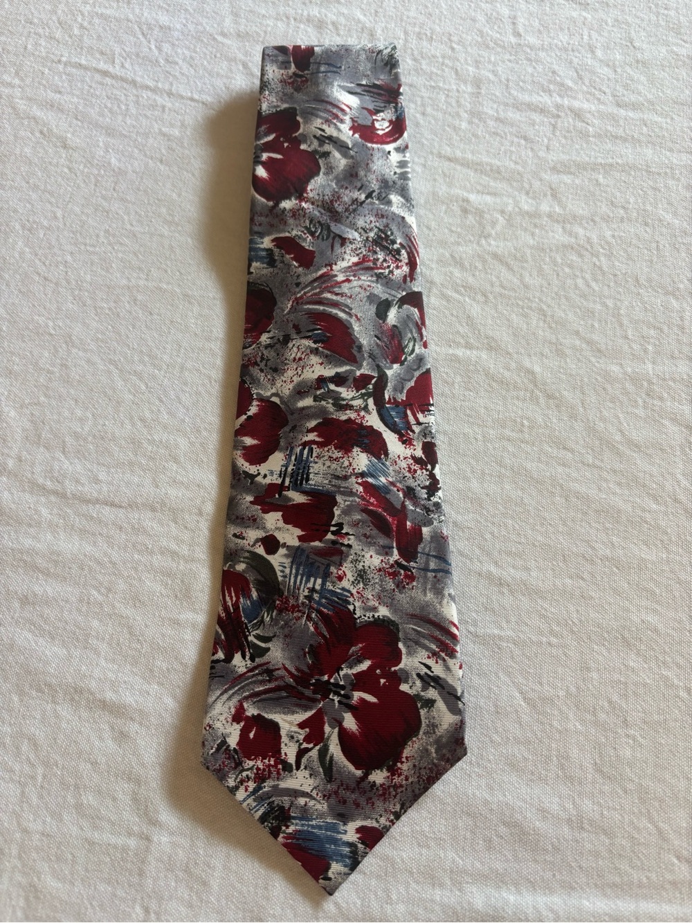 Stafford Red and Gray Abstract Floral Tie